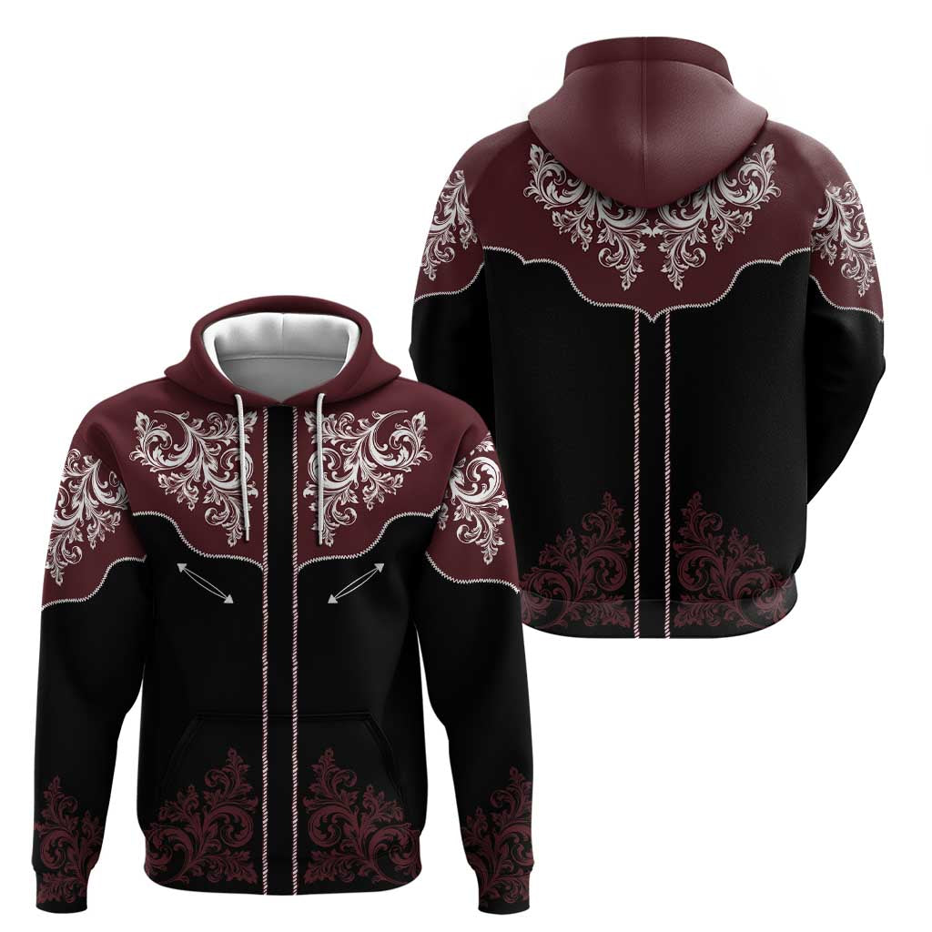 Vintage Western Cowboy Zip Hoodie Black Version - Wonder Print Shop