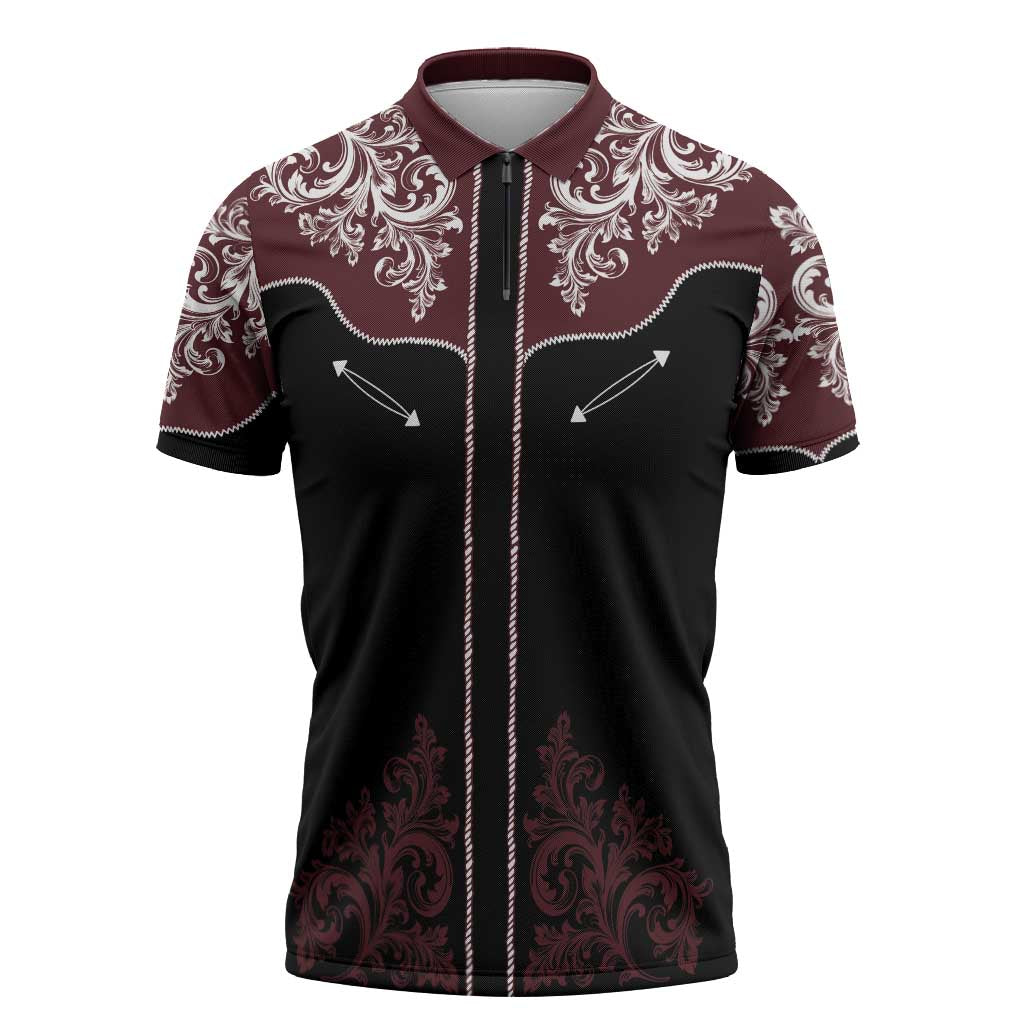 Vintage Western Cowboy Zipper Polo Shirt Black Version - Wonder Print Shop