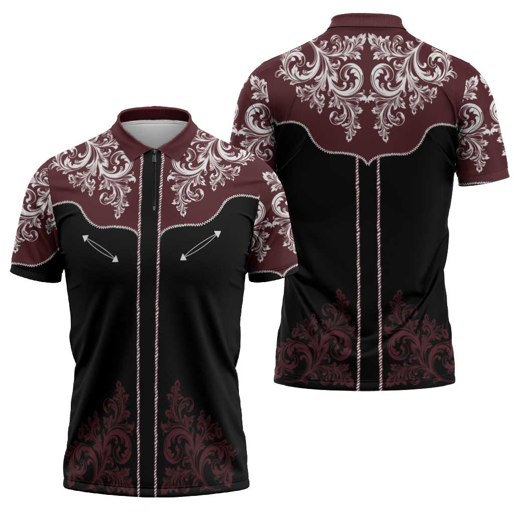 Vintage Western Cowboy Zipper Polo Shirt Black Version - Wonder Print Shop