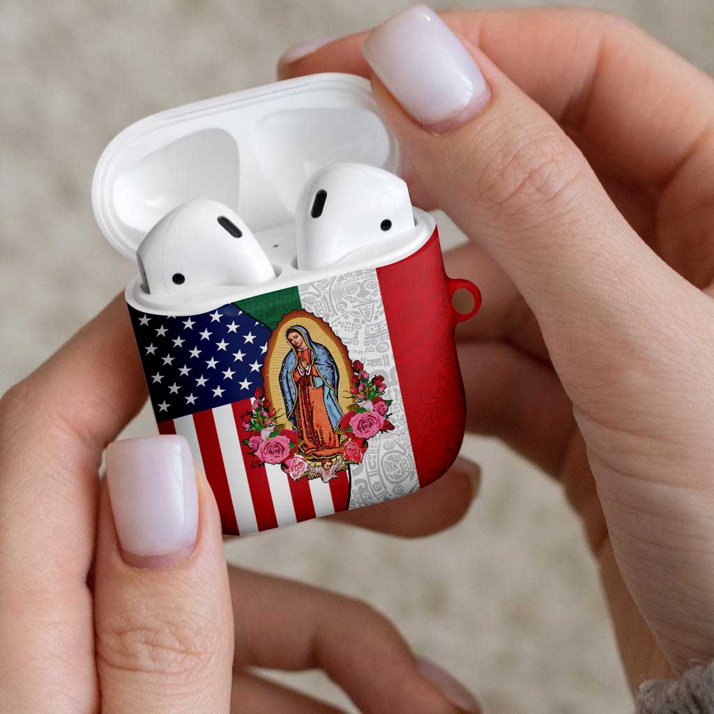 Guadalupe Virgin Mary AirPods Case Mexican American Flag - Wonder Print Shop