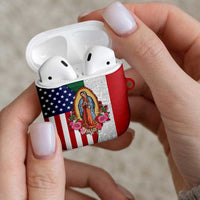 Guadalupe Virgin Mary AirPods Case Mexican American Flag - Wonder Print Shop