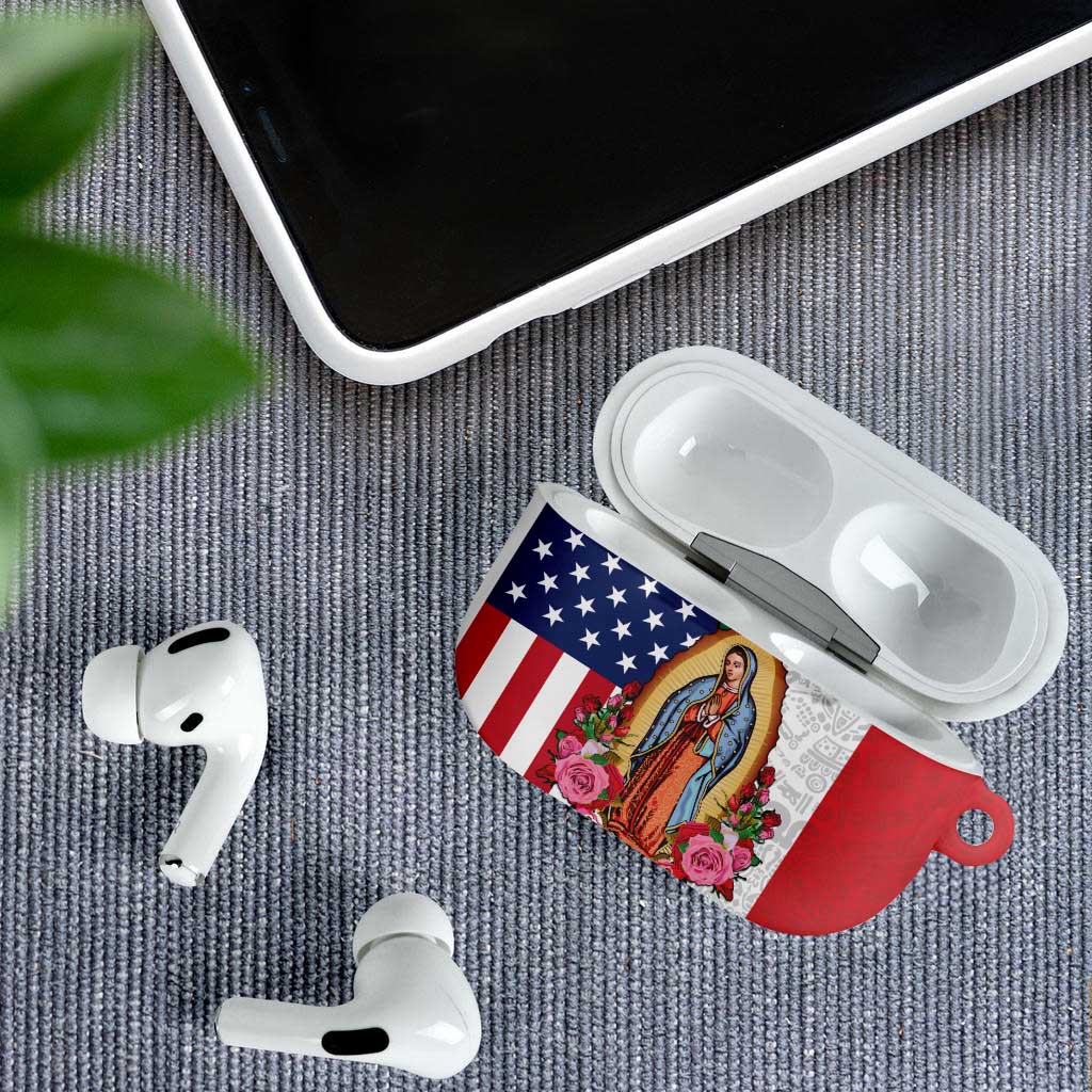 Guadalupe Virgin Mary AirPods Case Mexican American Flag - Wonder Print Shop