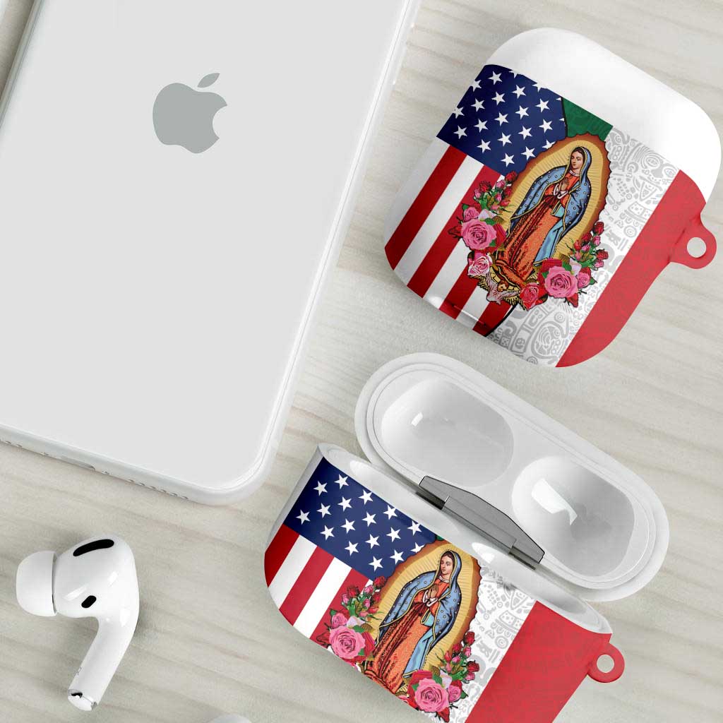 Guadalupe Virgin Mary AirPods Case Mexican American Flag - Wonder Print Shop