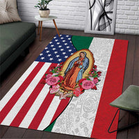 Guadalupe Virgin Mary Area Rug Mexican American Flag - Wonder Print Shop