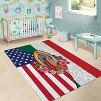 Guadalupe Virgin Mary Area Rug Mexican American Flag - Wonder Print Shop