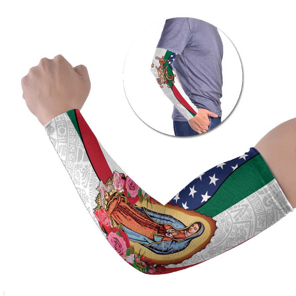 Guadalupe Virgin Mary Arm Sleeves Mexican American Flag - Wonder Print Shop