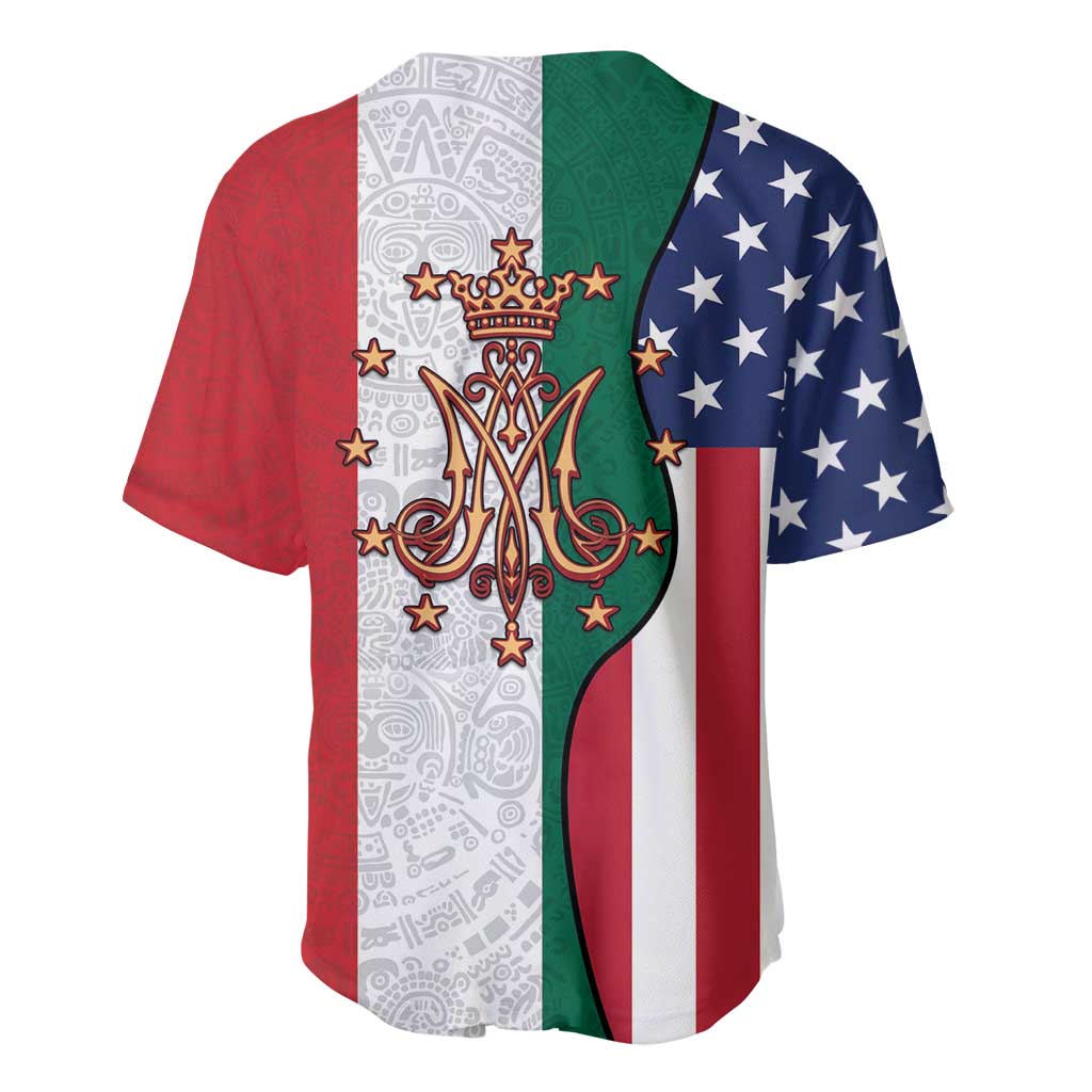 Guadalupe Virgin Mary Baseball Jersey Mexican American Flag - Wonder Print Shop