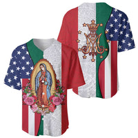 Guadalupe Virgin Mary Baseball Jersey Mexican American Flag - Wonder Print Shop