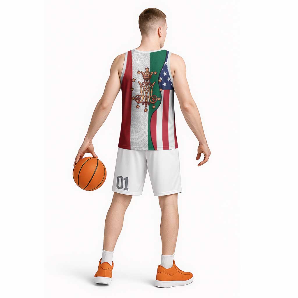 Guadalupe Virgin Mary Basketball Jersey Mexican American Flag - Wonder Print Shop