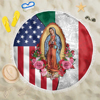 Guadalupe Virgin Mary Beach Blanket Mexican American Flag - Wonder Print Shop