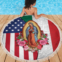 Guadalupe Virgin Mary Beach Blanket Mexican American Flag - Wonder Print Shop
