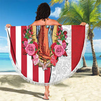 Guadalupe Virgin Mary Beach Blanket Mexican American Flag - Wonder Print Shop