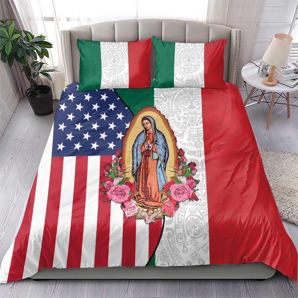 Guadalupe Virgin Mary Bedding Set Mexican American Flag - Wonder Print Shop