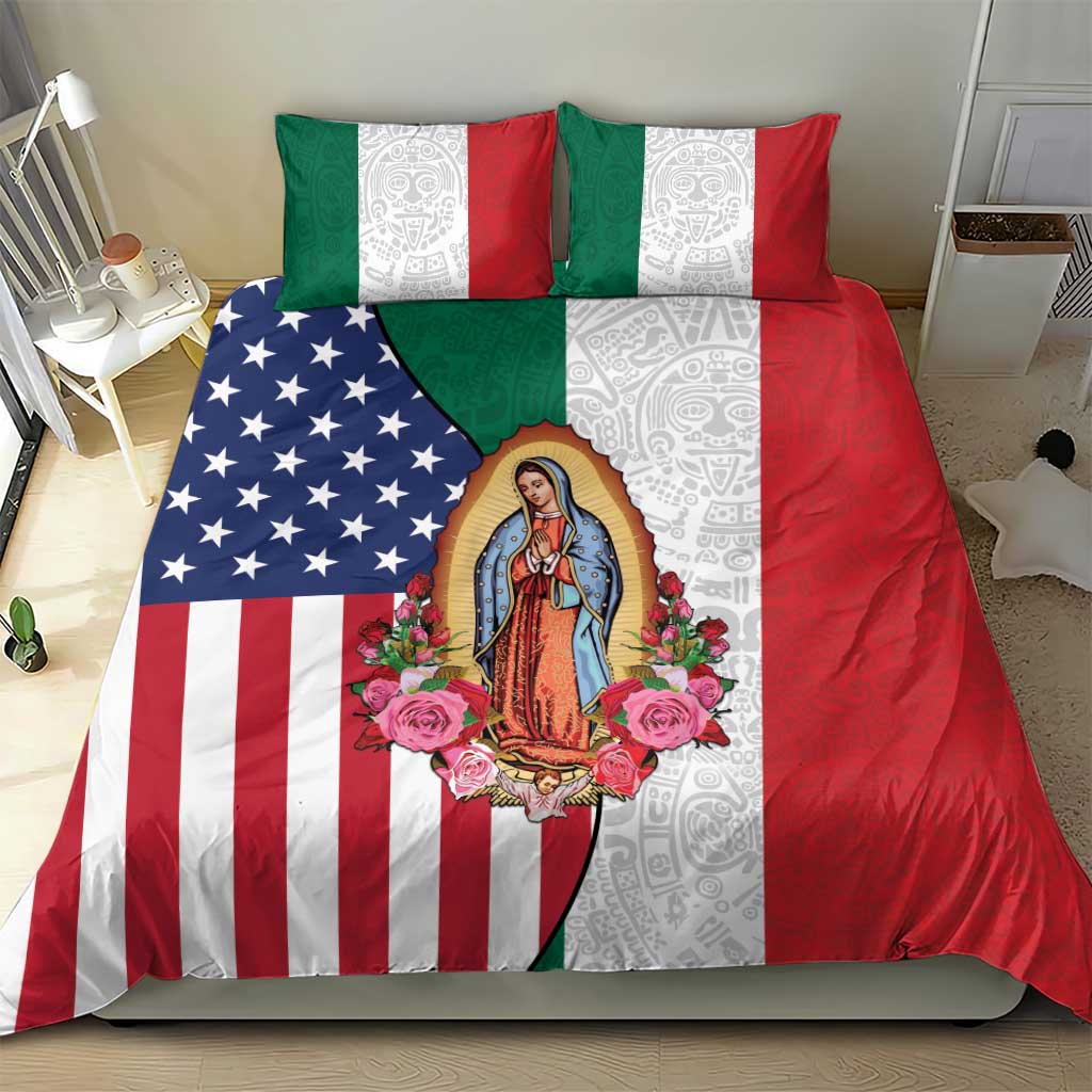 Guadalupe Virgin Mary Bedding Set Mexican American Flag - Wonder Print Shop