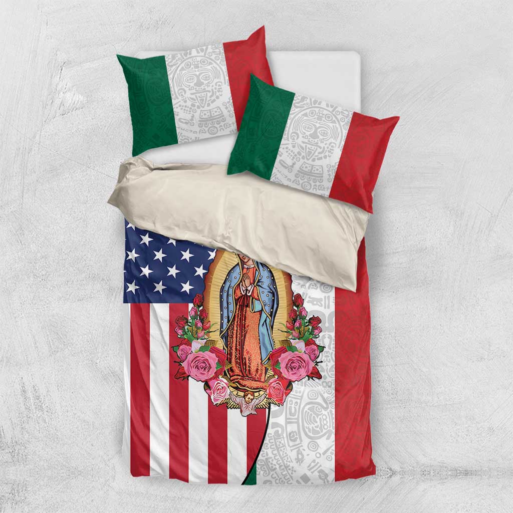 Guadalupe Virgin Mary Bedding Set Mexican American Flag - Wonder Print Shop
