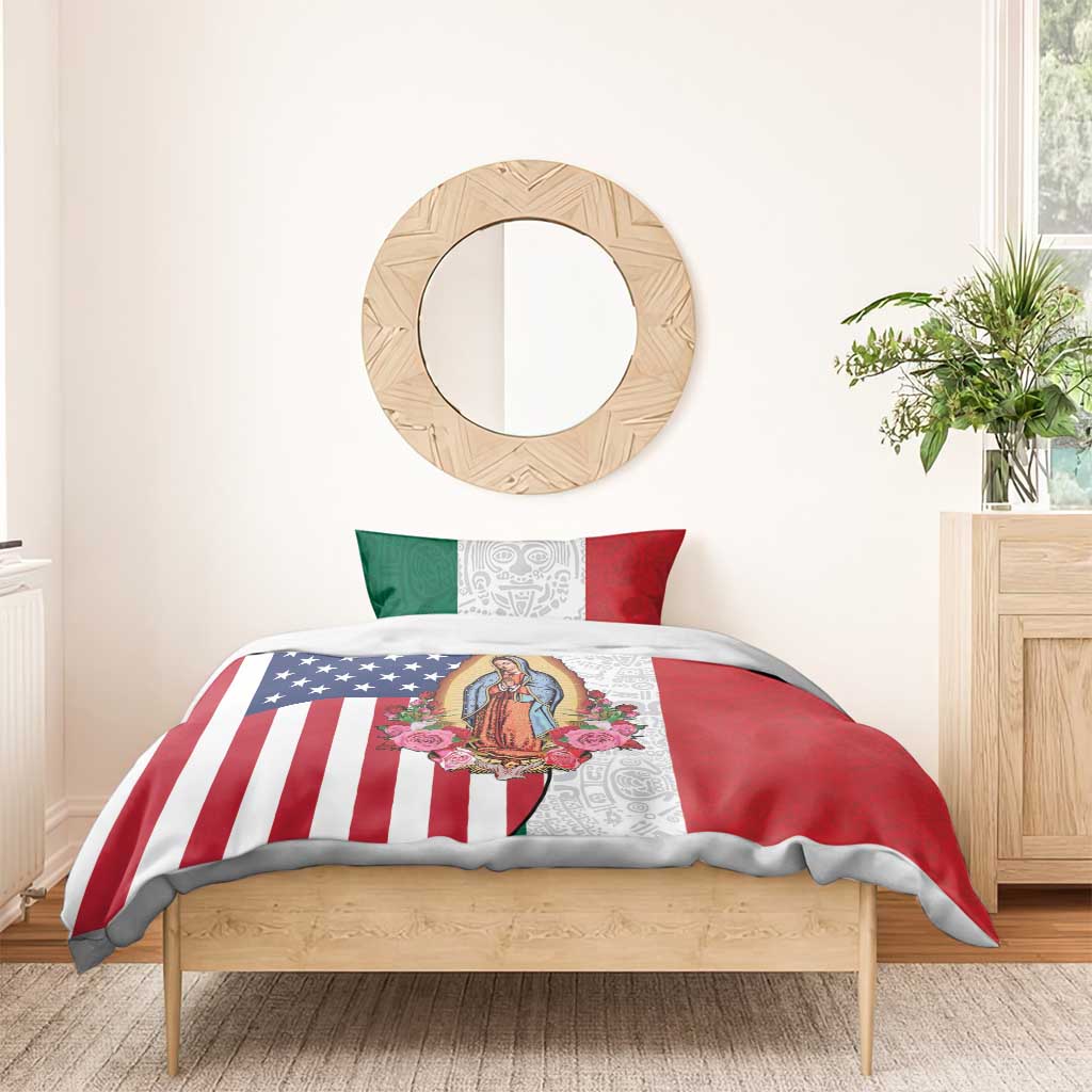 Guadalupe Virgin Mary Bedding Set Mexican American Flag - Wonder Print Shop