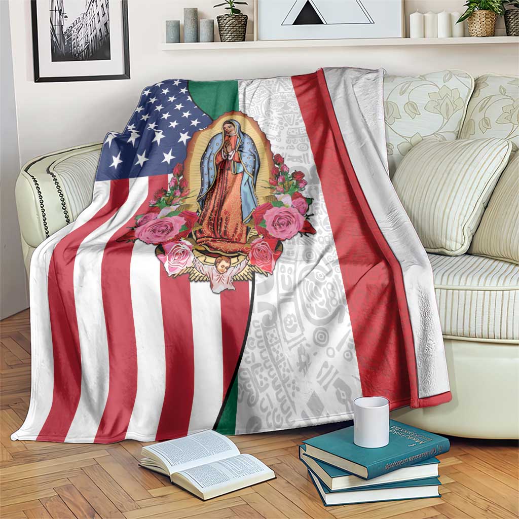 Guadalupe Virgin Mary Blanket Mexican American Flag - Wonder Print Shop