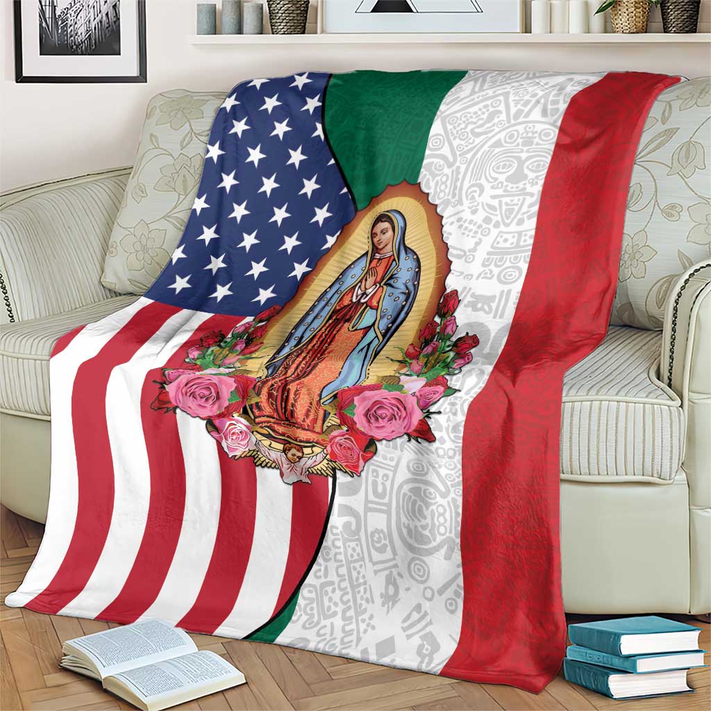 Guadalupe Virgin Mary Blanket Mexican American Flag - Wonder Print Shop