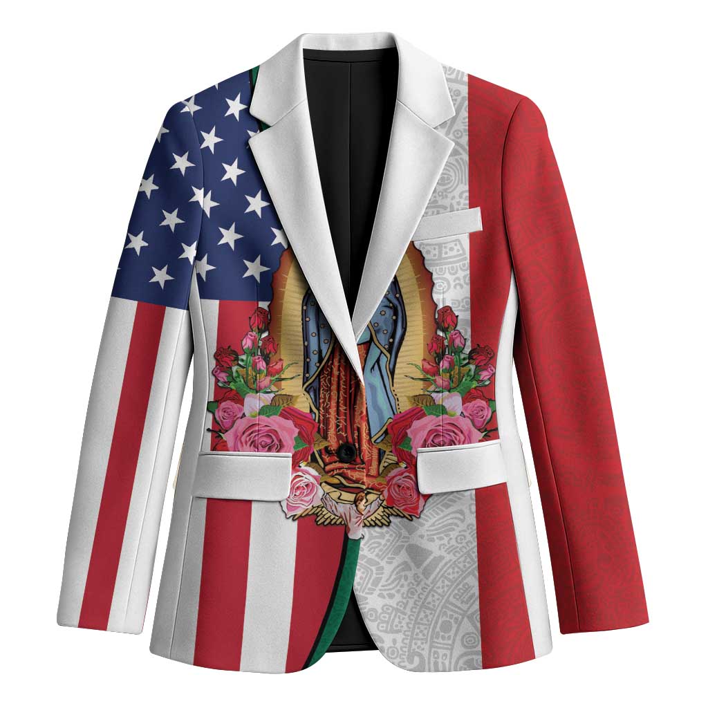 Guadalupe Virgin Mary Blazer Mexican American Flag - Wonder Print Shop