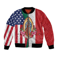 Guadalupe Virgin Mary Bomber Jacket Mexican American Flag - Wonder Print Shop