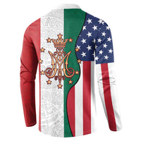 Guadalupe Virgin Mary Button Sweatshirt Mexican American Flag - Wonder Print Shop