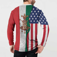 Guadalupe Virgin Mary Button Sweatshirt Mexican American Flag - Wonder Print Shop