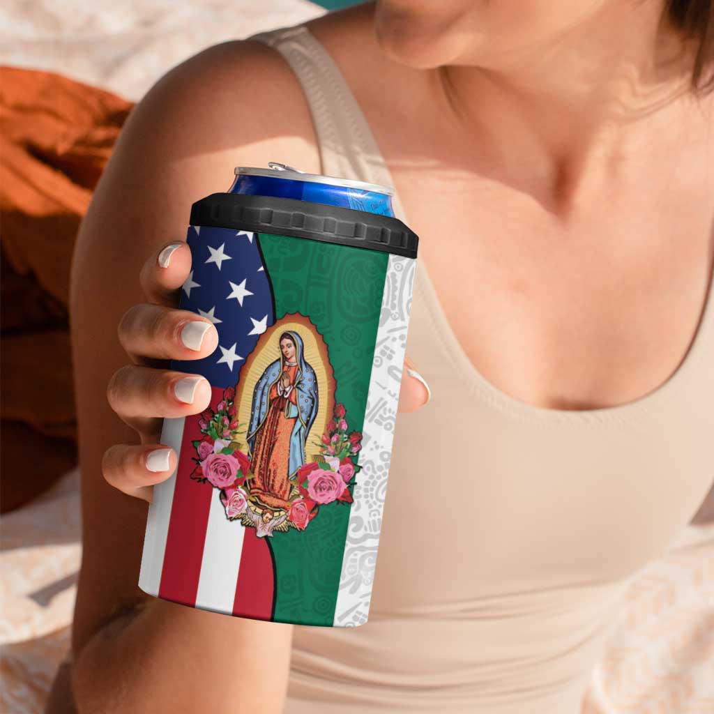 Guadalupe Virgin Mary 4 in 1 Can Cooler Tumbler Mexican American Flag - Wonder Print Shop