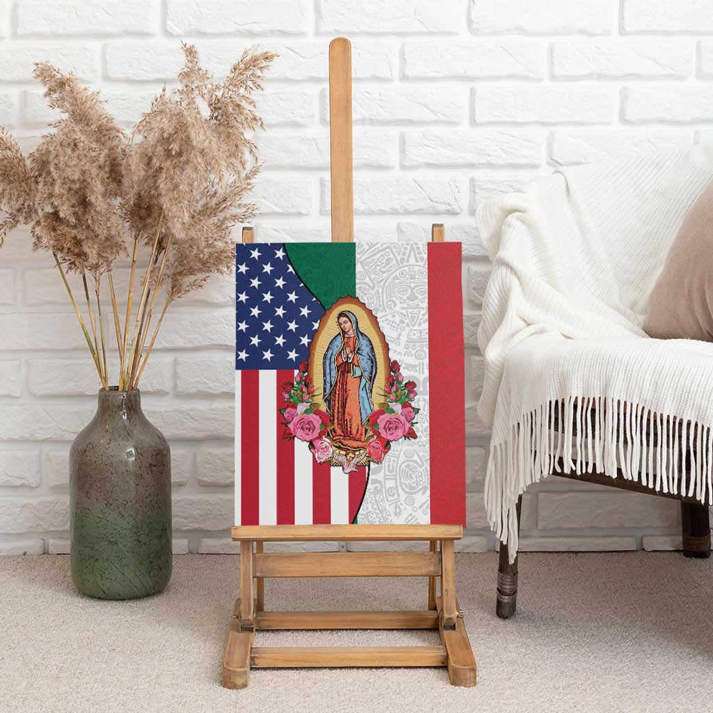 Guadalupe Virgin Mary Canvas Wall Art Mexican American Flag - Wonder Print Shop