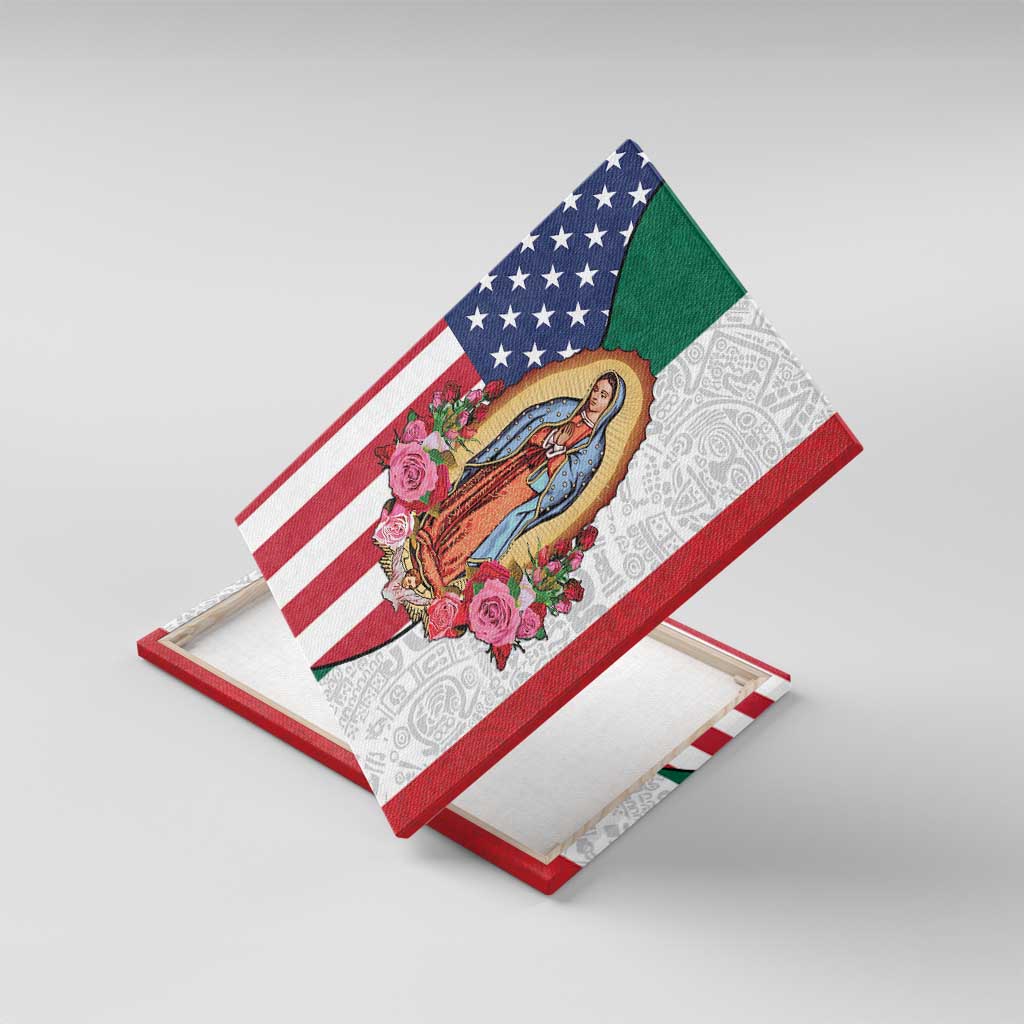 Guadalupe Virgin Mary Canvas Wall Art Mexican American Flag - Wonder Print Shop