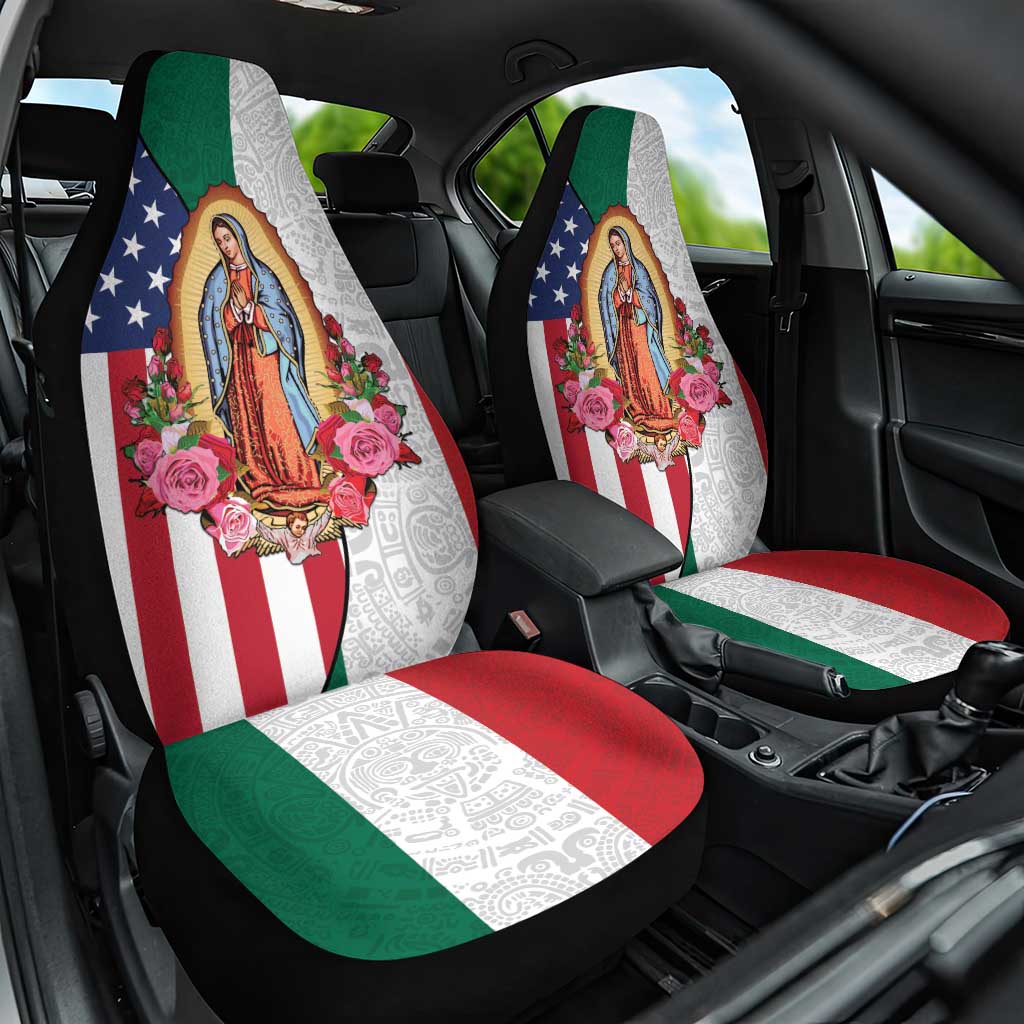 Guadalupe Virgin Mary Car Seat Cover Mexican American Flag - Wonder Print Shop