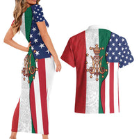 Guadalupe Virgin Mary Couples Matching Short Sleeve Bodycon Dress and Hawaiian Shirt Mexican American Flag - Wonder Print Shop