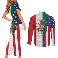Guadalupe Virgin Mary Couples Matching Short Sleeve Bodycon Dress and Long Sleeve Button Shirt Mexican American Flag - Wonder Print Shop