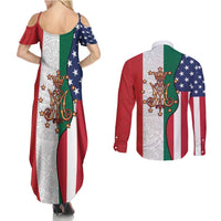 Guadalupe Virgin Mary Couples Matching Summer Maxi Dress and Long Sleeve Button Shirt Mexican American Flag - Wonder Print Shop