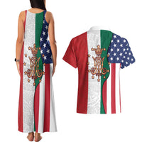 Guadalupe Virgin Mary Couples Matching Tank Maxi Dress and Hawaiian Shirt Mexican American Flag - Wonder Print Shop