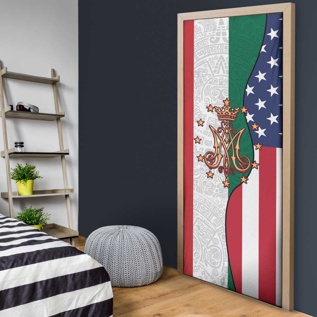 Guadalupe Virgin Mary Door Cover Mexican American Flag - Wonder Print Shop