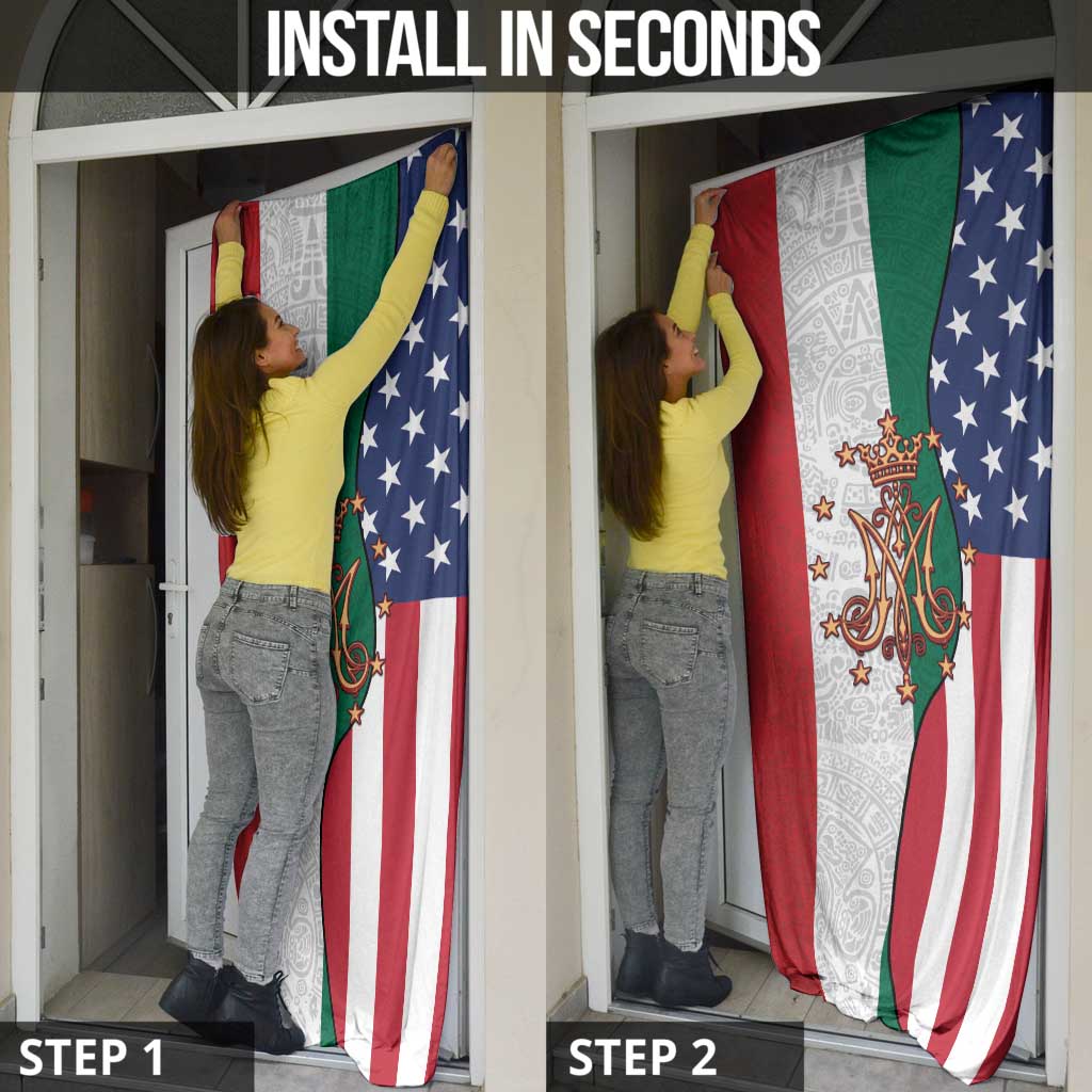 Guadalupe Virgin Mary Door Cover Mexican American Flag - Wonder Print Shop