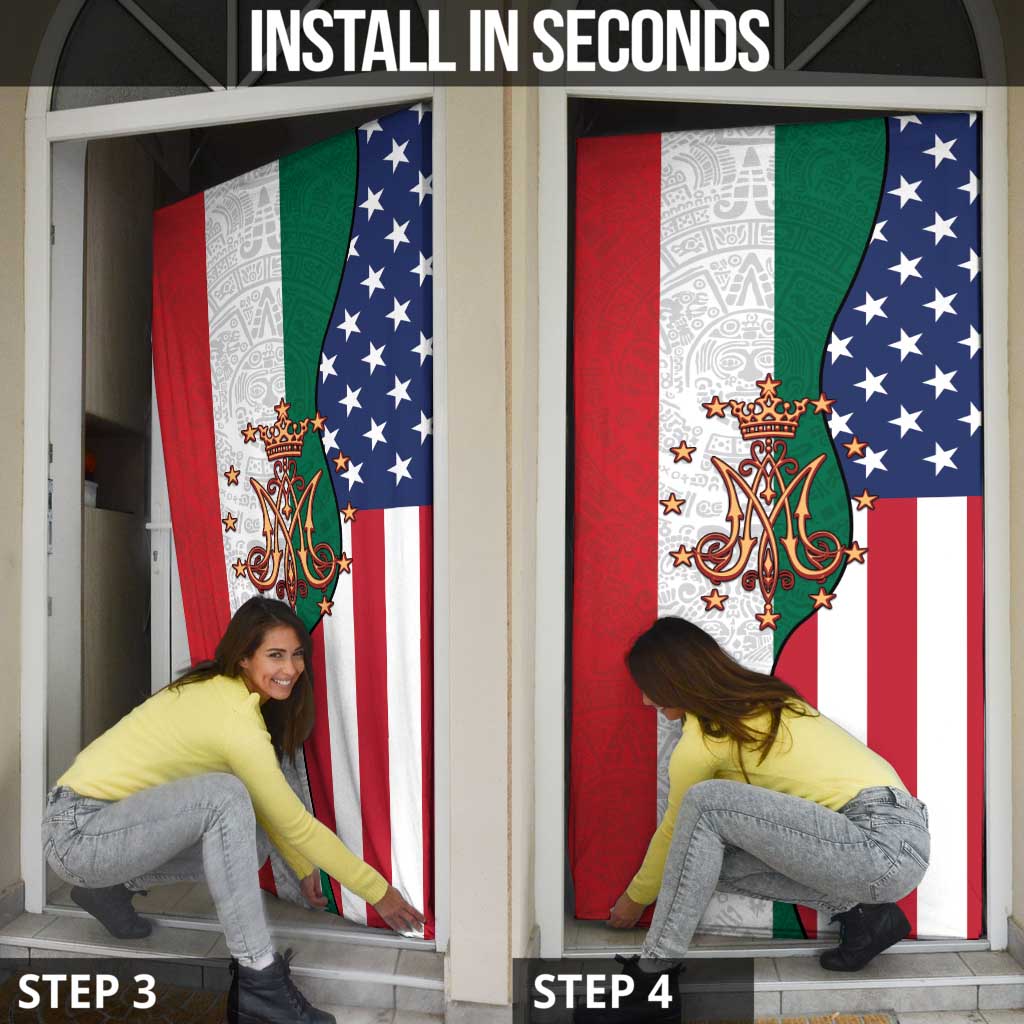 Guadalupe Virgin Mary Door Cover Mexican American Flag - Wonder Print Shop