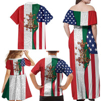 Guadalupe Virgin Mary Family Matching Off Shoulder Maxi Dress and Hawaiian Shirt Mexican American Flag - Wonder Print Shop