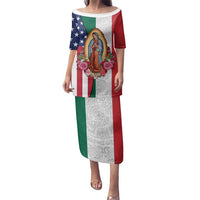 Guadalupe Virgin Mary Family Matching Puletasi and Hawaiian Shirt Mexican American Flag - Wonder Print Shop