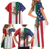 Guadalupe Virgin Mary Family Matching Short Sleeve Bodycon Dress and Hawaiian Shirt Mexican American Flag - Wonder Print Shop
