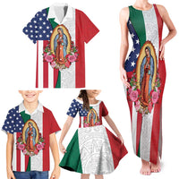 Guadalupe Virgin Mary Family Matching Tank Maxi Dress and Hawaiian Shirt Mexican American Flag - Wonder Print Shop