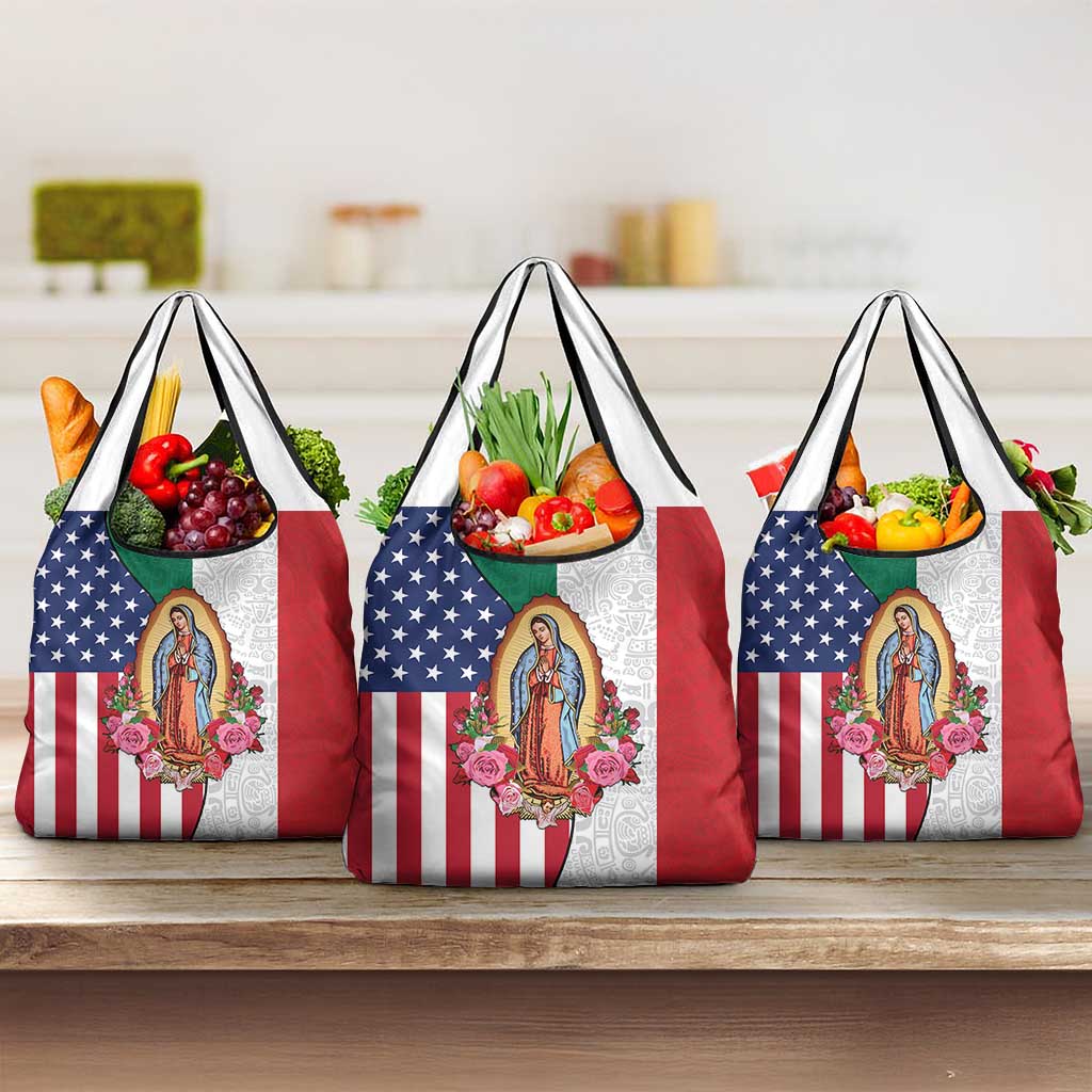Guadalupe Virgin Mary Grocery Bag Mexican American Flag - Wonder Print Shop