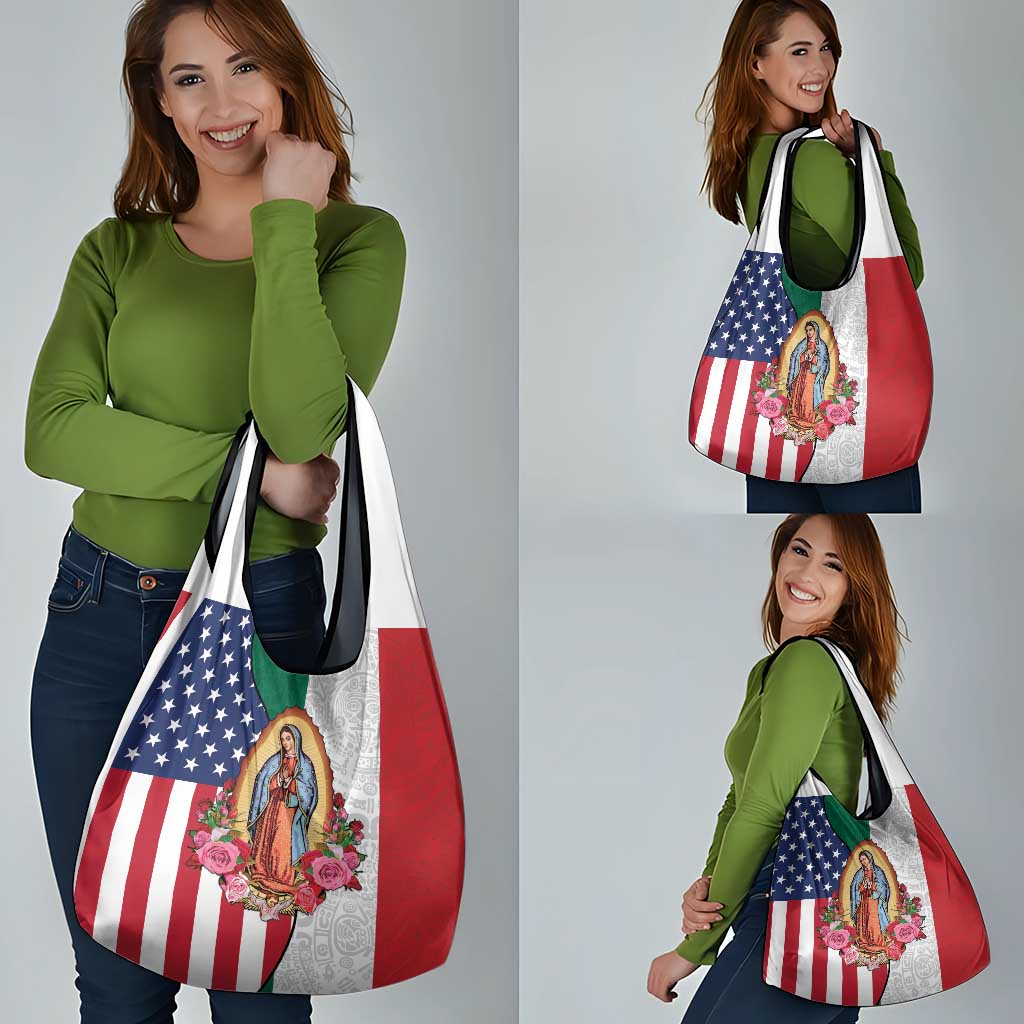 Guadalupe Virgin Mary Grocery Bag Mexican American Flag - Wonder Print Shop