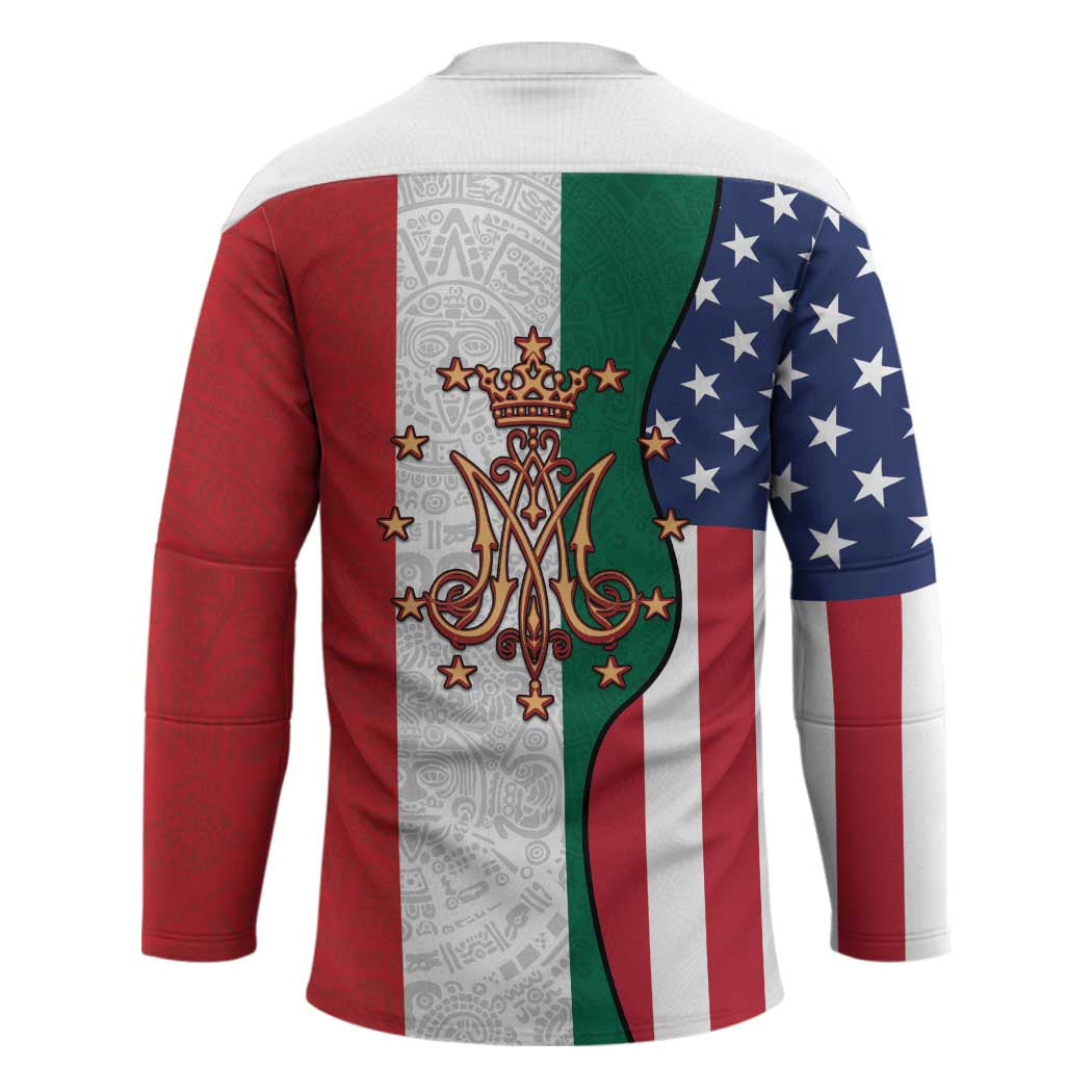 Guadalupe Virgin Mary Hockey Jersey Mexican American Flag - Wonder Print Shop
