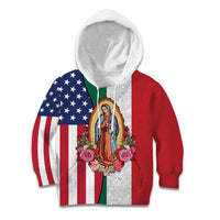 Guadalupe Virgin Mary Kid Hoodie Mexican American Flag - Wonder Print Shop