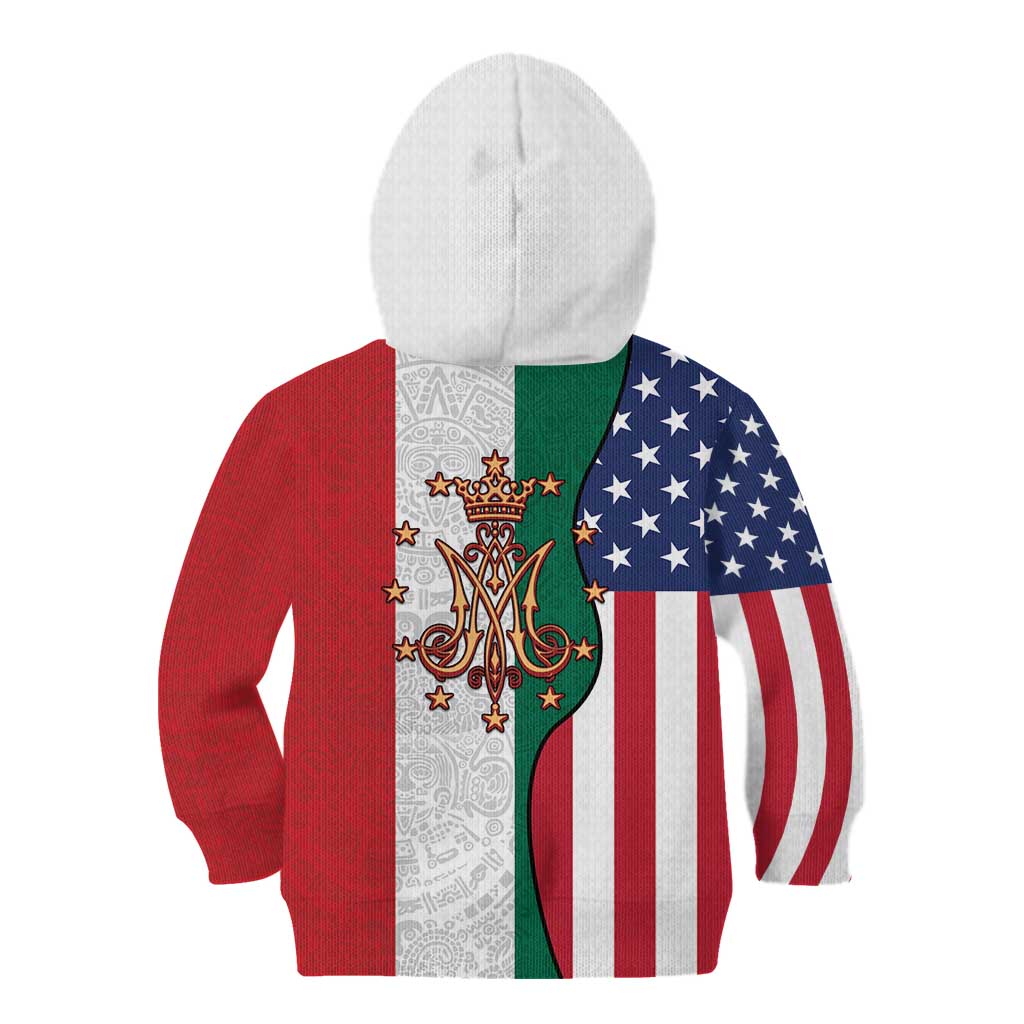 Guadalupe Virgin Mary Kid Hoodie Mexican American Flag - Wonder Print Shop