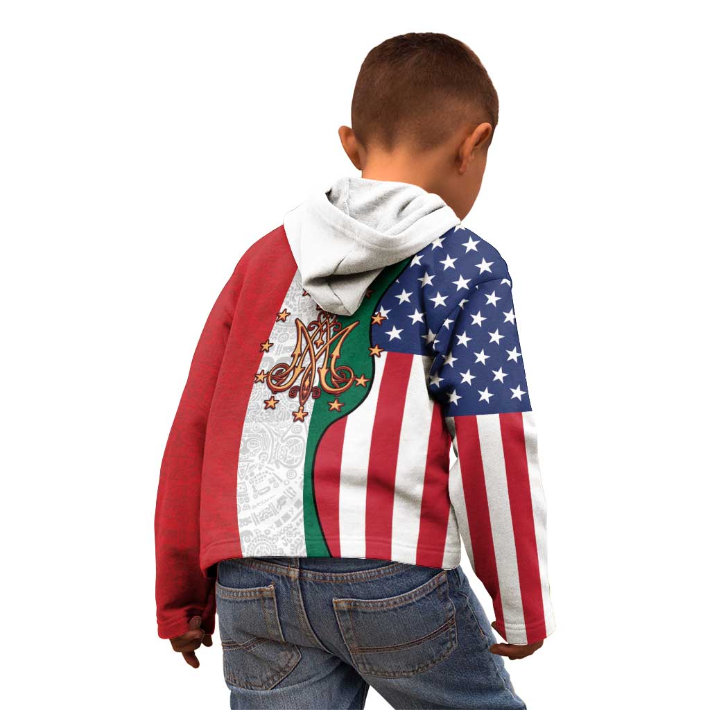 Guadalupe Virgin Mary Kid Hoodie Mexican American Flag - Wonder Print Shop