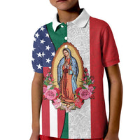 Guadalupe Virgin Mary Kid Polo Shirt Mexican American Flag - Wonder Print Shop