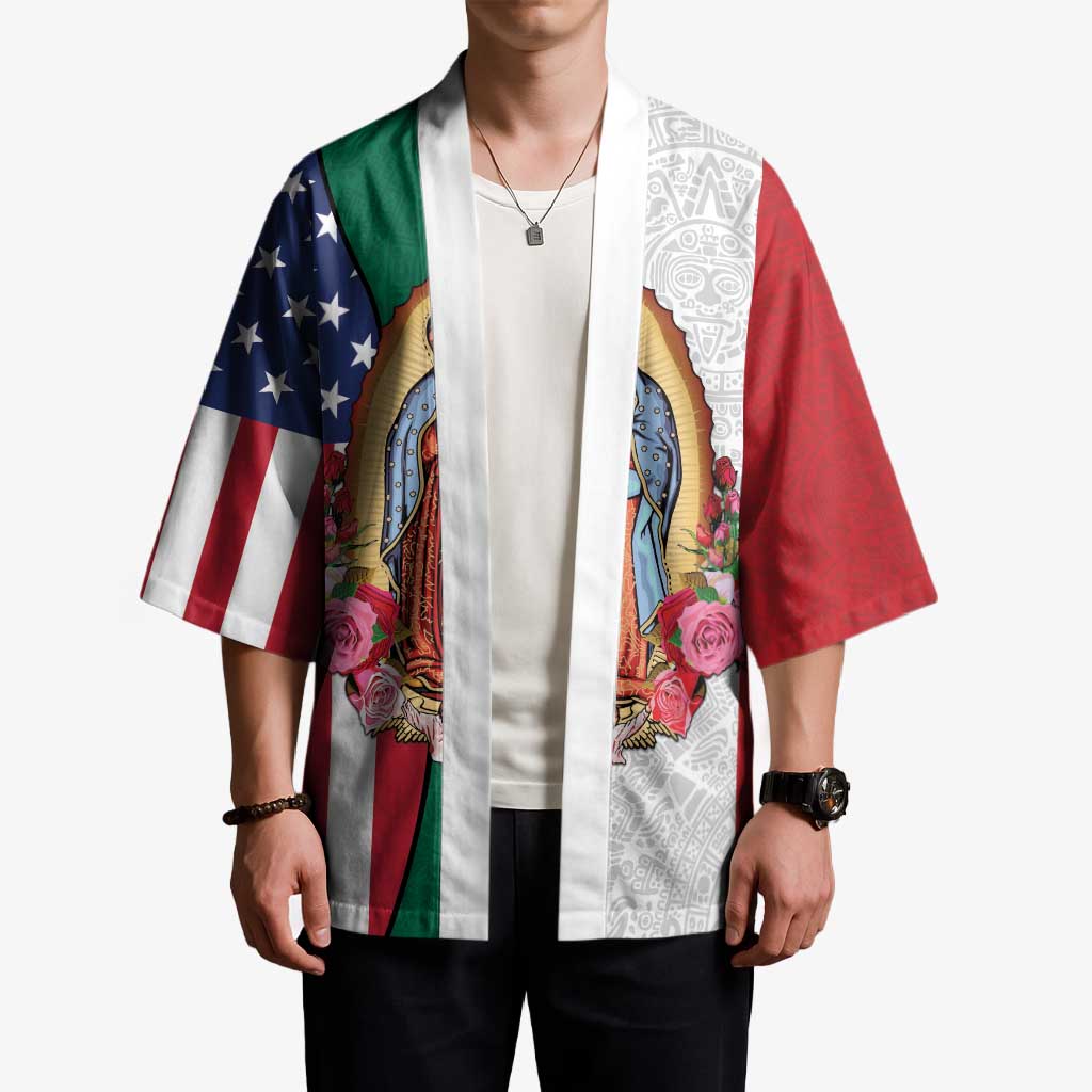 Guadalupe Virgin Mary Kimono Mexican American Flag - Wonder Print Shop