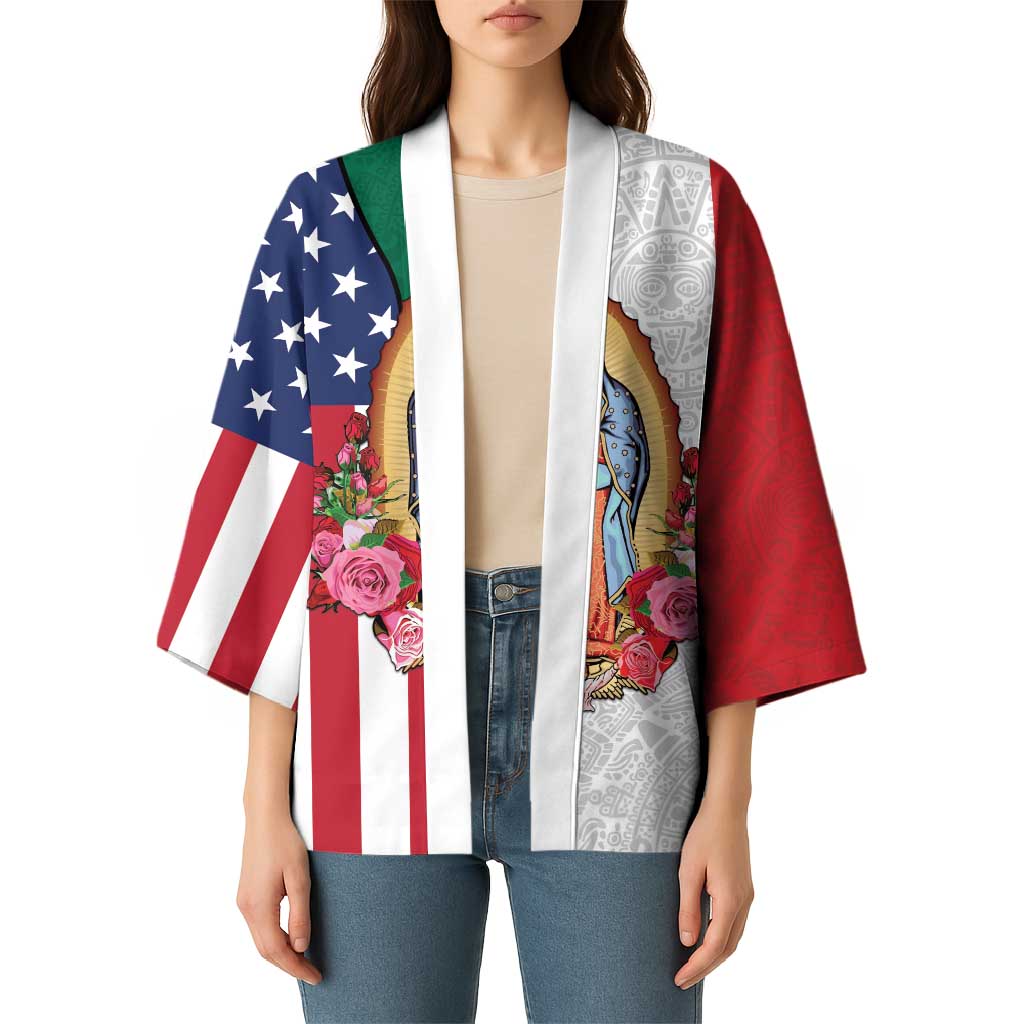 Guadalupe Virgin Mary Kimono Mexican American Flag - Wonder Print Shop